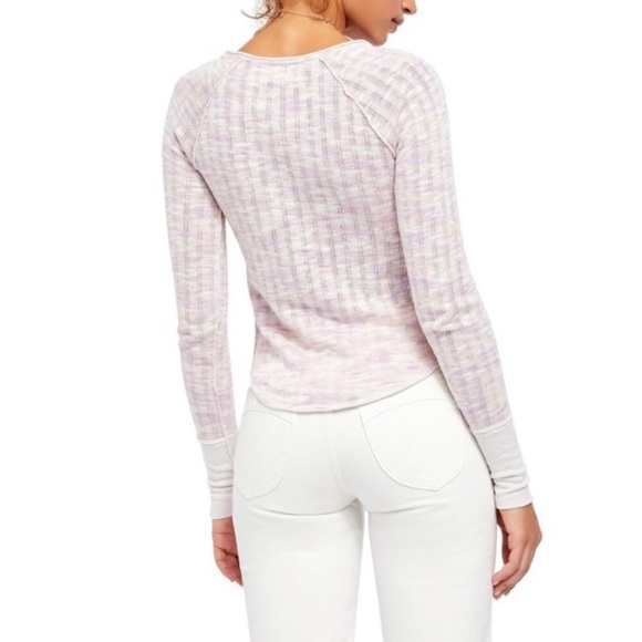 New Free People Spaced Out Pink Combo Top Size L - Picture 3 of 7